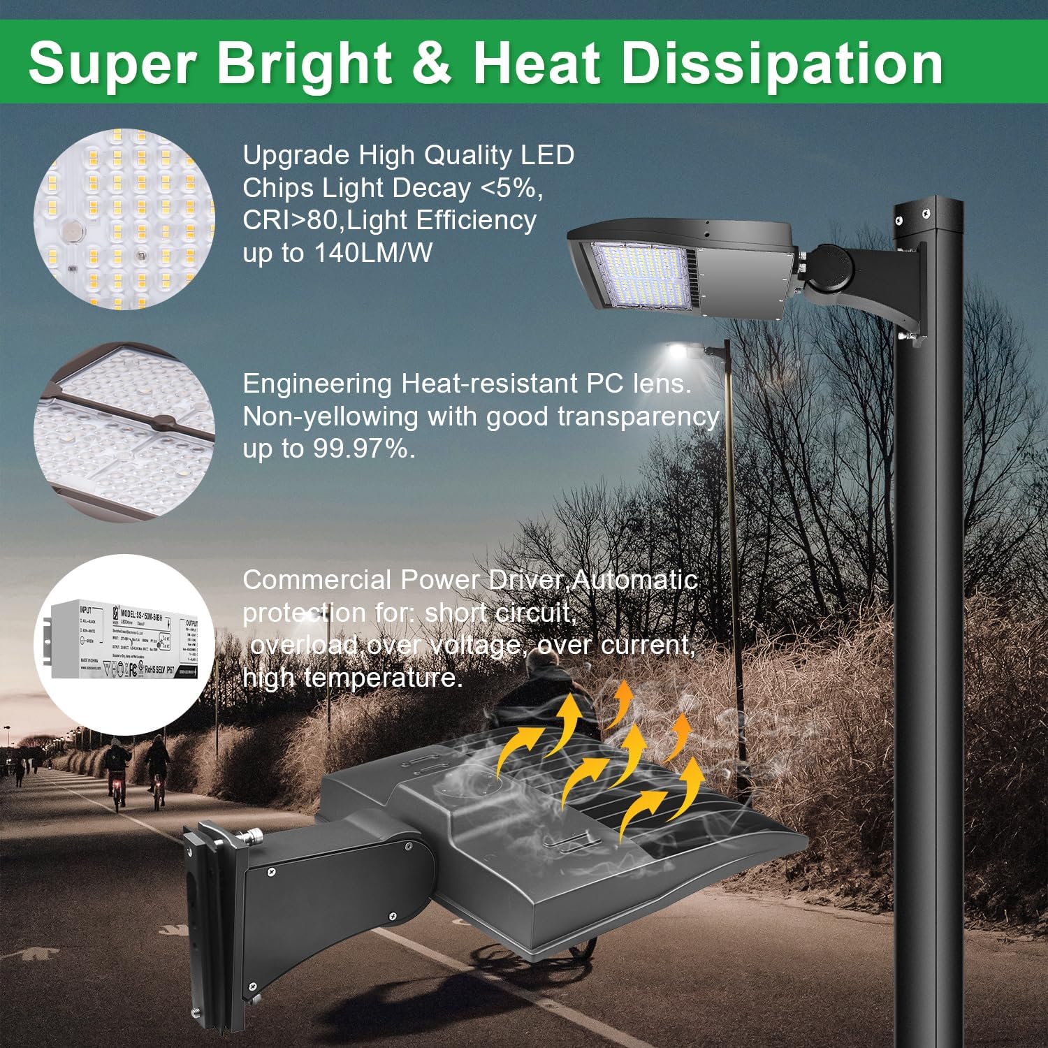 100W LED Parking Lot Light, 14000LM(140lm/w) LED Shoebox Area Light, 5000K Dimmable Commercial Outdoor Street Lighting(350W HID/HPS Equivalent) with Direct Arm Mount IP65 100-277VAC