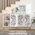 JOINICE Accent Cabinet with Doors, Set of 2, Sideboard Buffet Cabinet with Storage, 31.5' W Buffet Table with Gold Legs and Adjustable Shelf for Living Room, Kitchen, Hallway, White