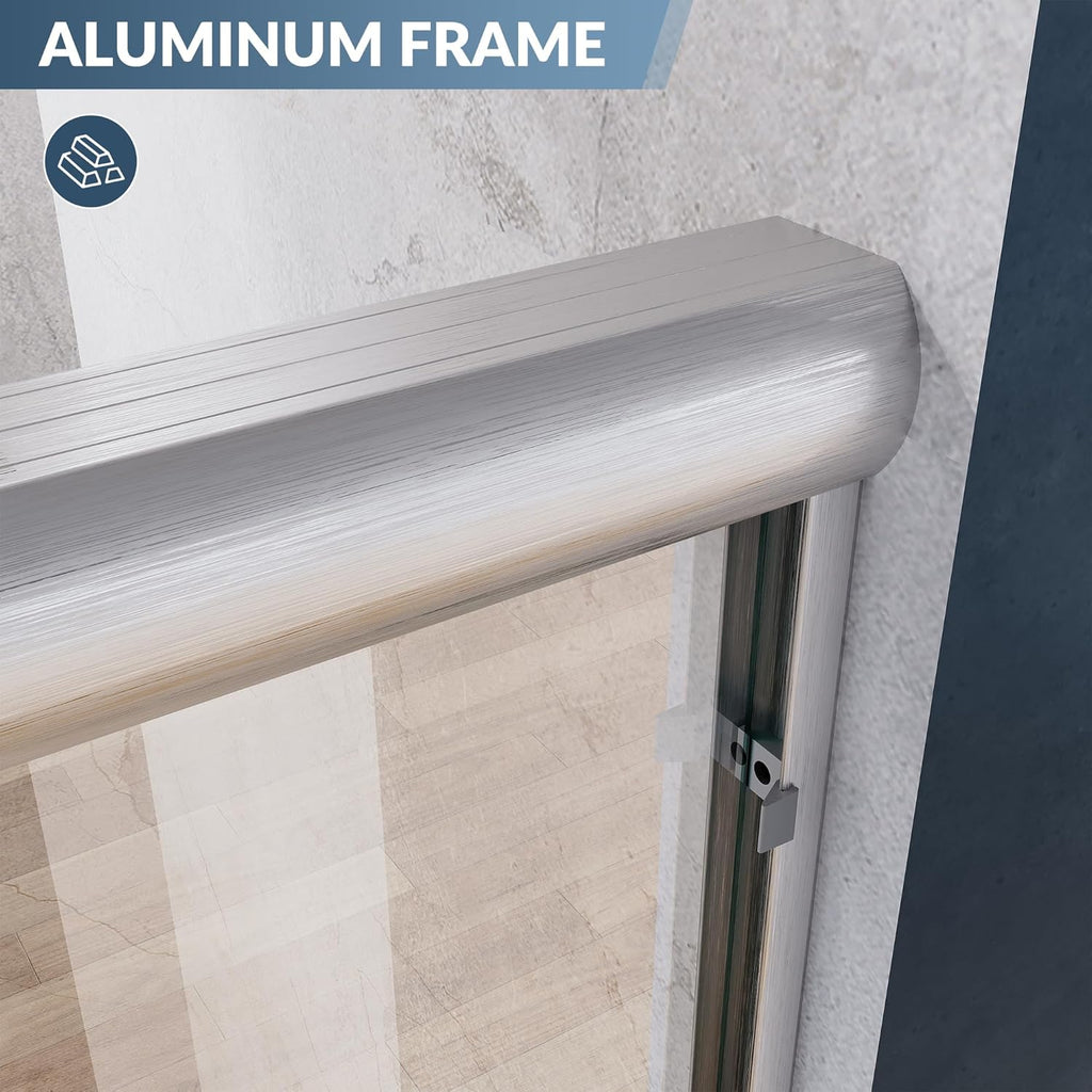 SUNNY SHOWER Bypass Sliding Shower Door Semi-Frameless Shower Enclosure 1/4'(6mm) Glass Sliding Bathroom Door, Brushed Nickel Finish, 48' W x 72' H