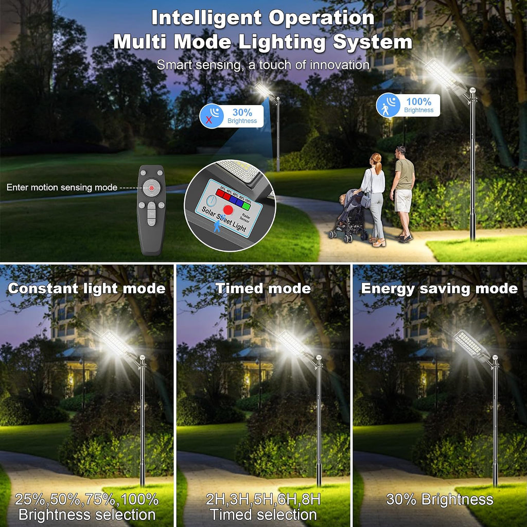 Solar Street Light 7000K 800000LM Auto On/Off Dusk to Dawn IP67 Waterproof Motion Sensor for Security & Outdoor Lighting (9000W-4Pack)