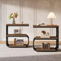 Tribesigns Small End Table, Narrow Side or Bedside Stand, 3 Tier Design Accent Table with Metal Frame, Industrial Vintage Nightstand for Living Room, or Small Spaces (2, Brown)