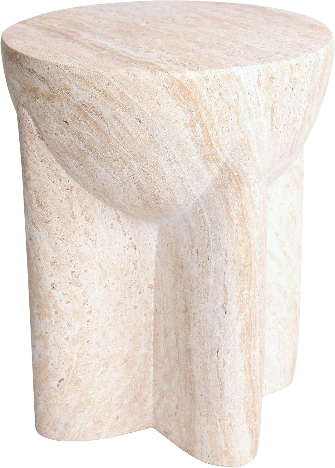 Empire Art Direct Abstract Travertine Stone Finish Italian Design MgO Side Accent Table, Living Room, Bedroom & Office, 15'x15'x18.3'