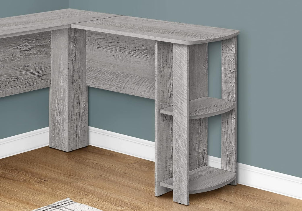 Monarch Specialties I 7720 Computer Desk, Home Office, Corner, Storage Shelves, 48' L, L Shape, Work, Laptop, Laminate, Grey, Contemporary, Modern