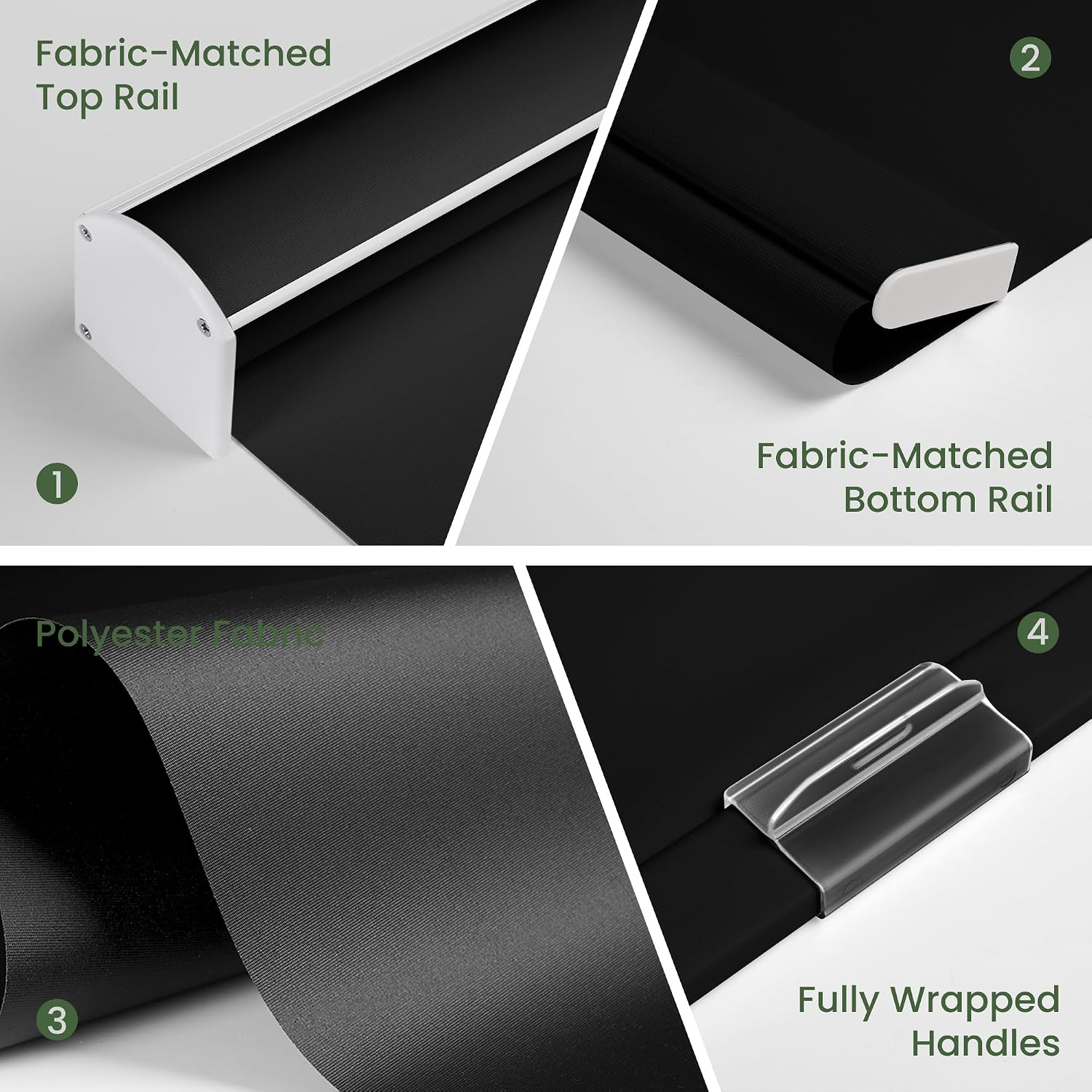 Blackout Roller Window Shades Cordless Simple Style Roller Shades Spring System Cassette Valance Roll Up Blinds for Windows, Door, Black, 60' W x 36' H