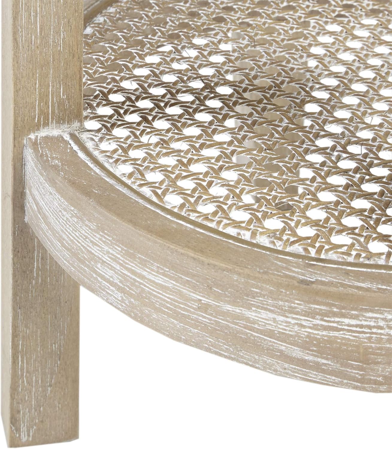 Martha Stewart Harley Accent Tables Modern Farmhouse, Rattan Shelving Design, Round Tabletop Living Room Furniture Occasional Piece, Dia. 15' X 28', Wheat