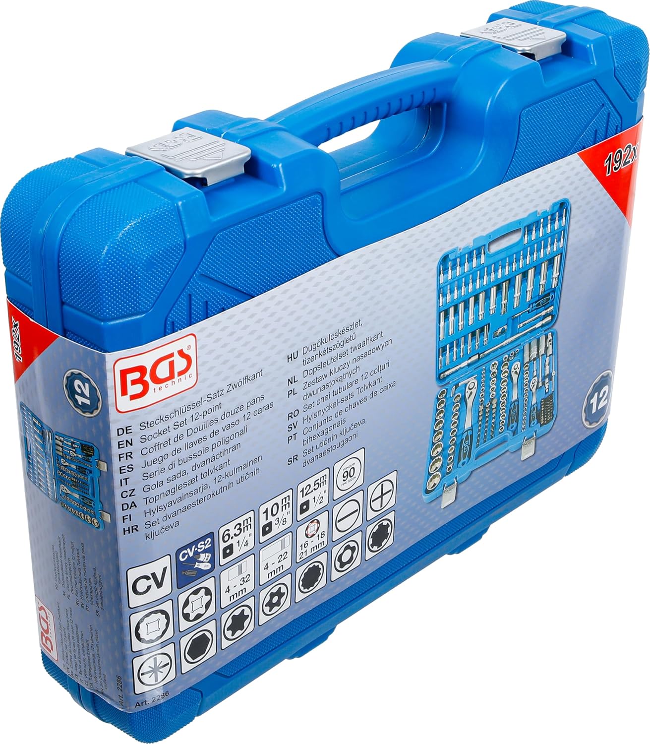 BGS 2286 | Socket Set 12-point | 6.3 mm (1/4') / 10 mm (3/8') / 12.5 mm (1/2') | 192 pcs.