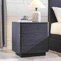 ACCOHOHO 22' Modern Nightstand with Charging Station, Push-to-Open Handleless 3 Drawers Bedside Table, Large End Table with Storage, Night Stand for Bedroom, Living Room, Curved Profile, Black