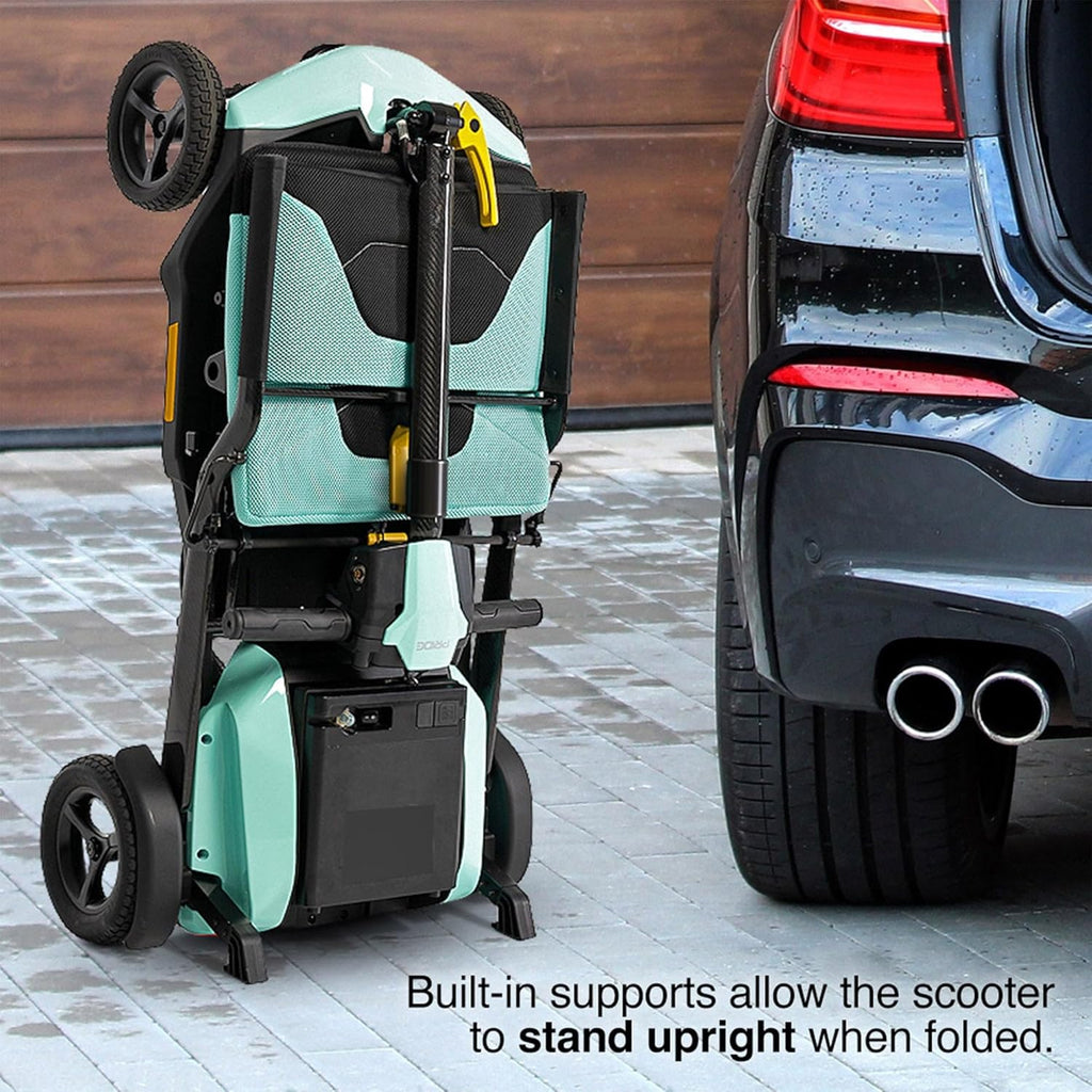 Pride Mobility Go-Go Super Portable 4-Wheel Folding Travel Mobility Scooter – 300 lbs Capacity, 4.5 mph, Airline-Approved Lithium Battery – for Seniors, Adults – Lightweight & Compact (True Blue)