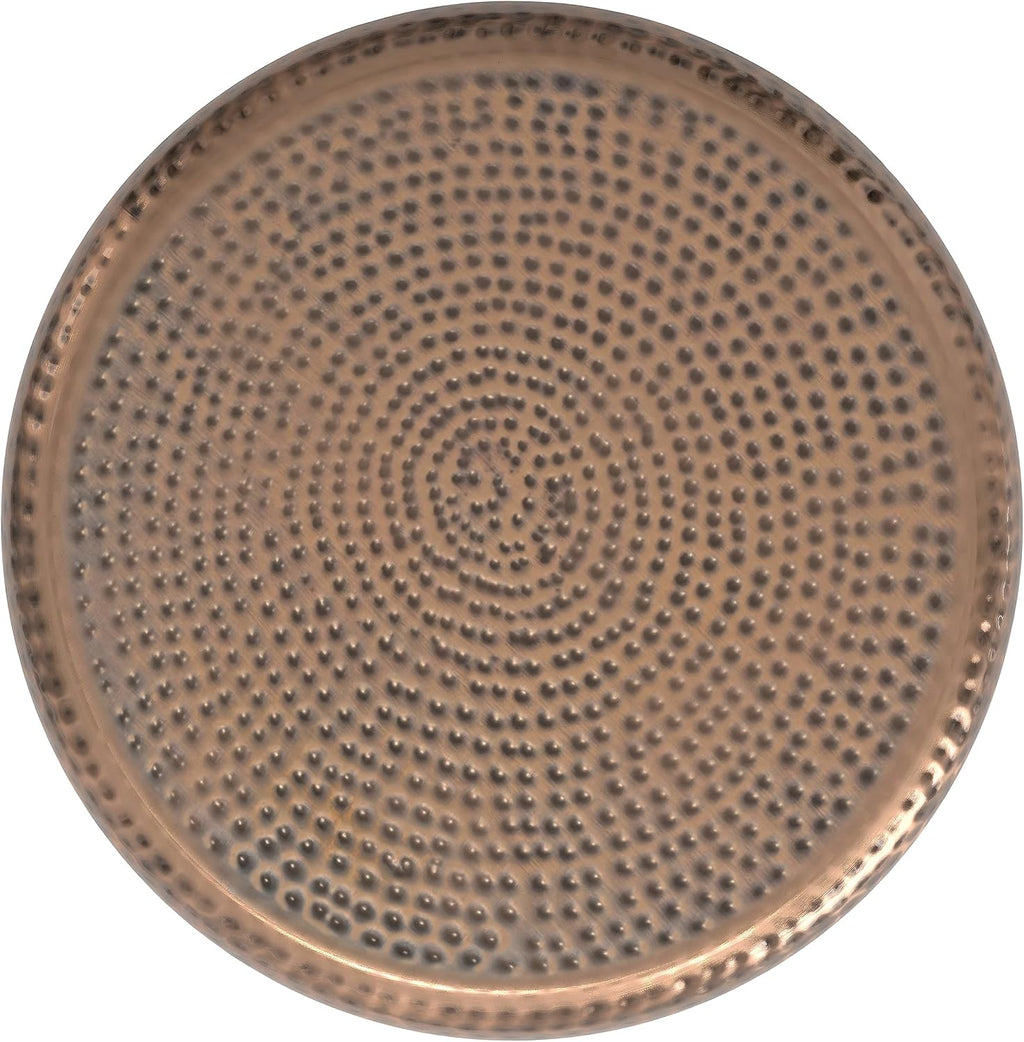 SIMPLIHOME Preston Metal Table - 22 inch Wide Solid Metal Round Side Table in Antique Copper, Modern Industrial Accent Table for Living Room or Bedroom with Textured Finish, Assembled