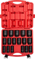 SUNEX TOOLS 4685, 3/4 Inch Drive Deep Impact Socket Set, 17-Piece, SAE, 1'-2', Cr-Mo Steel, Radius Corner Design, Dual Size Markings, Heavy Duty Storage Case