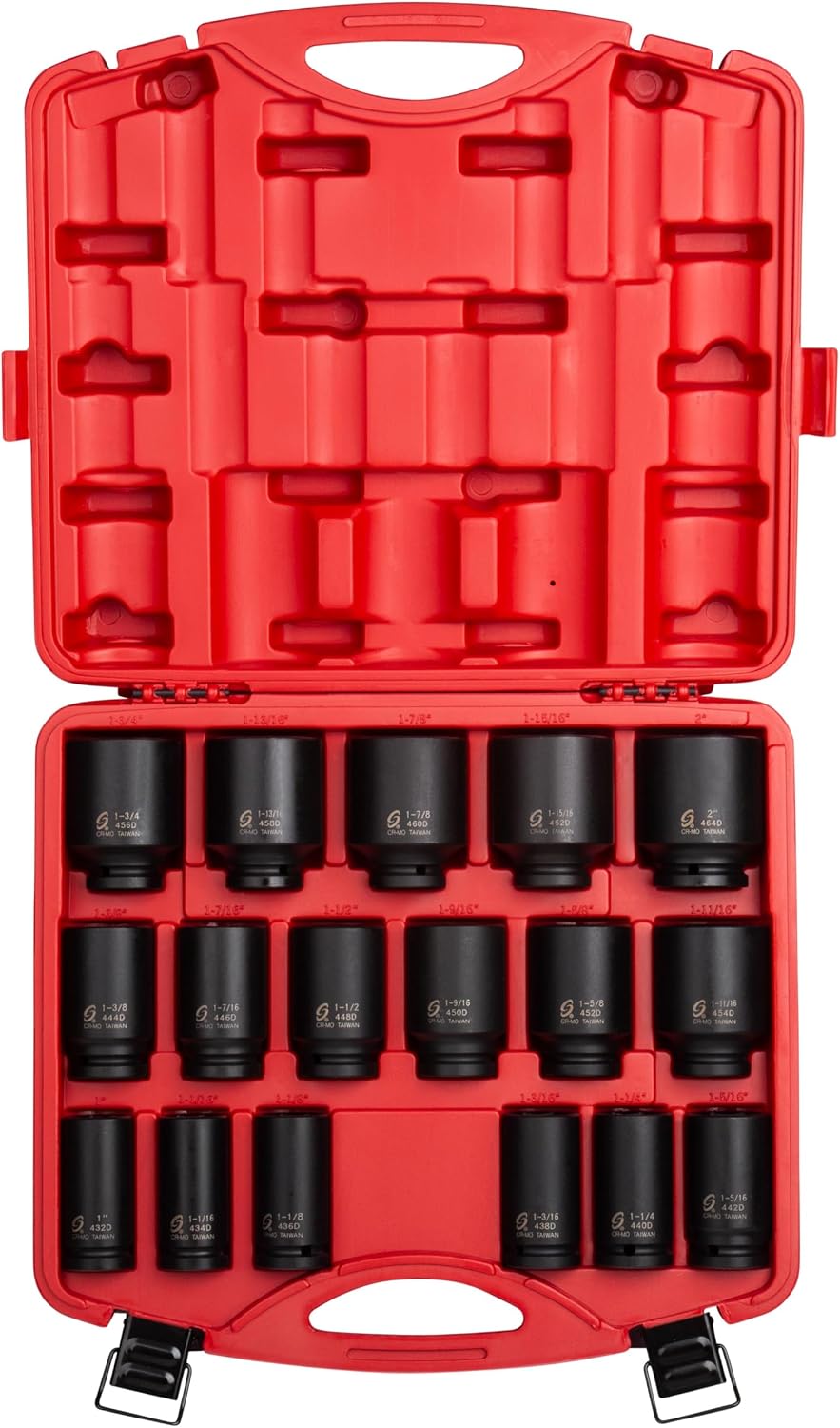 SUNEX TOOLS 4685, 3/4 Inch Drive Deep Impact Socket Set, 17-Piece, SAE, 1'-2', Cr-Mo Steel, Radius Corner Design, Dual Size Markings, Heavy Duty Storage Case