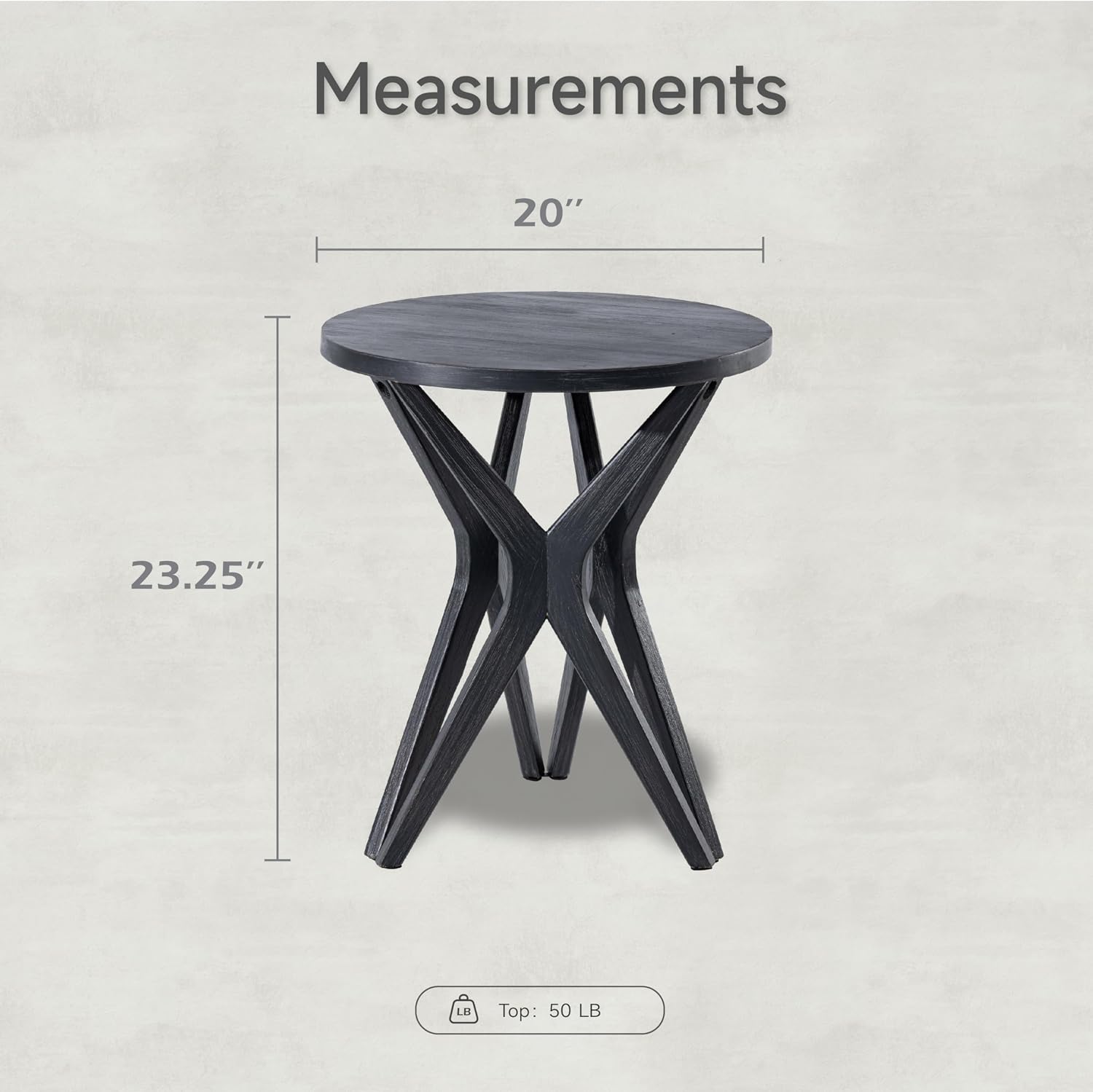 Pedestal Farmhouse End Table Set of 2, Distressed Top with Tripod Base Bedside Table for Living Room, Modern, Boho Decor, Round (2-Pack, Distressed Black)