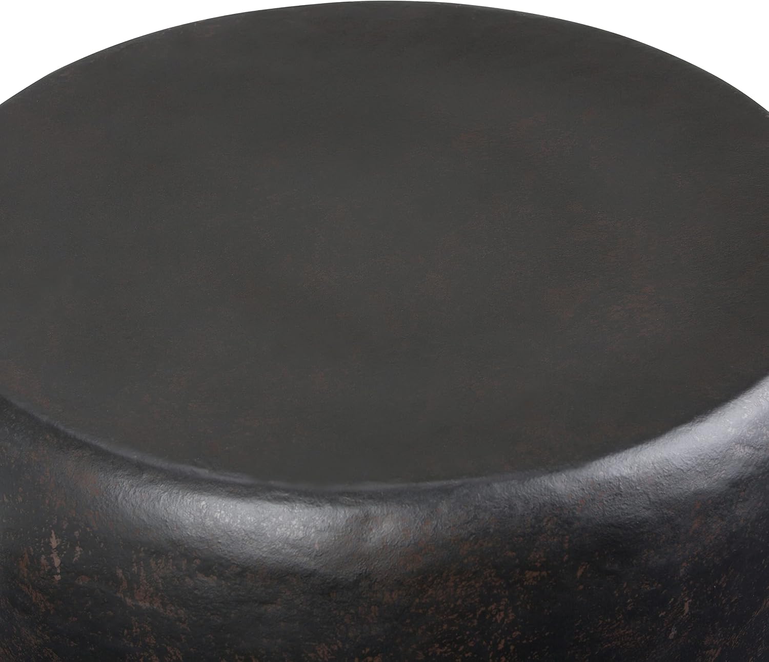 SIMPLIHOME Garvy Metal Side Table - 22 inch Wide Solid Metal Round Drum Accent Table in Rustic Bronze, Industrial Living Room Center Table or End Table with Textured Finish, Assembled