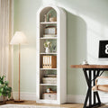 Tribesigns 74.8' Tall Arched Bookshelf, 6-Tier Narrow Open Bookcase, Floor Standing Corner Display Shelves Storage Organizer for Small Space, Home Office, Living Room (Warm White, 1 PC)
