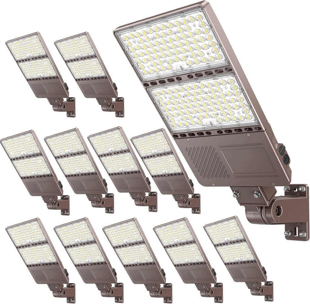 ADUB 12PCS LED Parking Lot Light 350W 280W 210W,LED Shoebox Light 5700K 5000K 4500K Arm&Slip Fit Mount,ETL Listed Outdoor Pole Light with Photocell,IP65 Commercial Street Area Flood Lighting