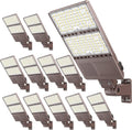 ADUB 12PCS LED Parking Lot Light 350W 280W 210W,LED Shoebox Light 5700K 5000K 4500K Arm&Slip Fit Mount,ETL Listed Outdoor Pole Light with Photocell,IP65 Commercial Street Area Flood Lighting