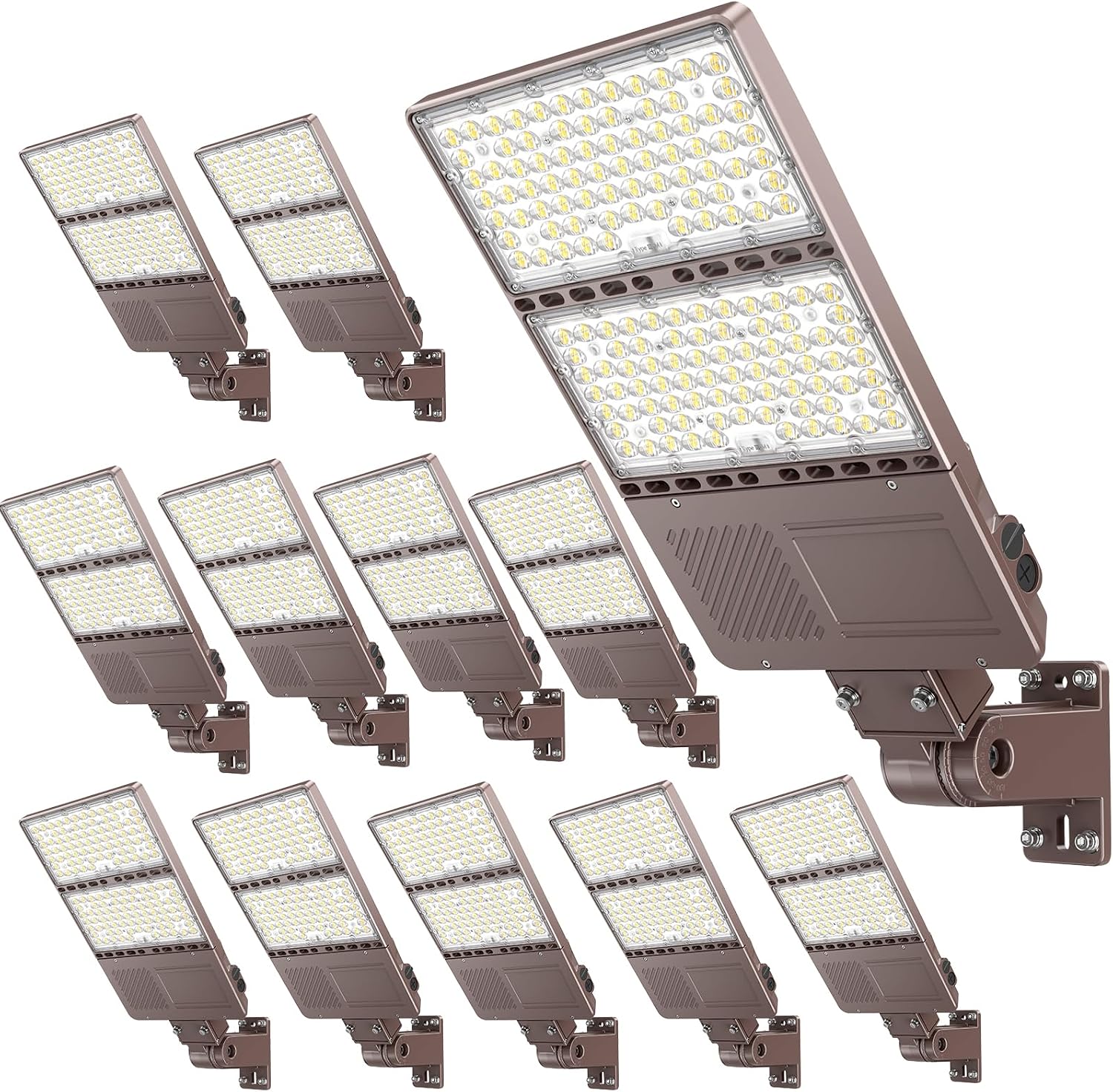 ADUB 12PCS LED Parking Lot Light 350W 280W 210W,LED Shoebox Light 5700K 5000K 4500K Arm&Slip Fit Mount,ETL Listed Outdoor Pole Light with Photocell,IP65 Commercial Street Area Flood Lighting
