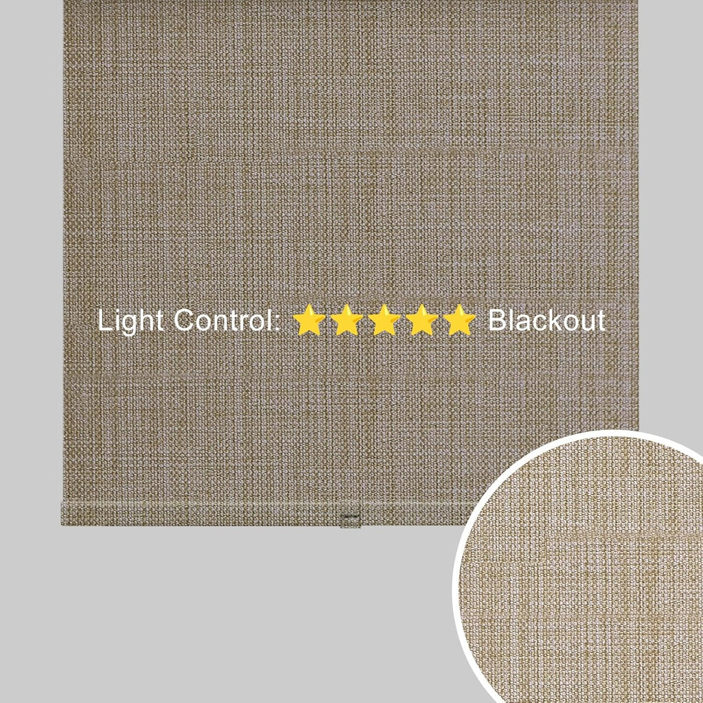 Blackout Roller Shades, Free-Stop Window Blinds with Valance, Room Darkening Thermal Insulated UV Protection Fabric for Home Office,Gold 01