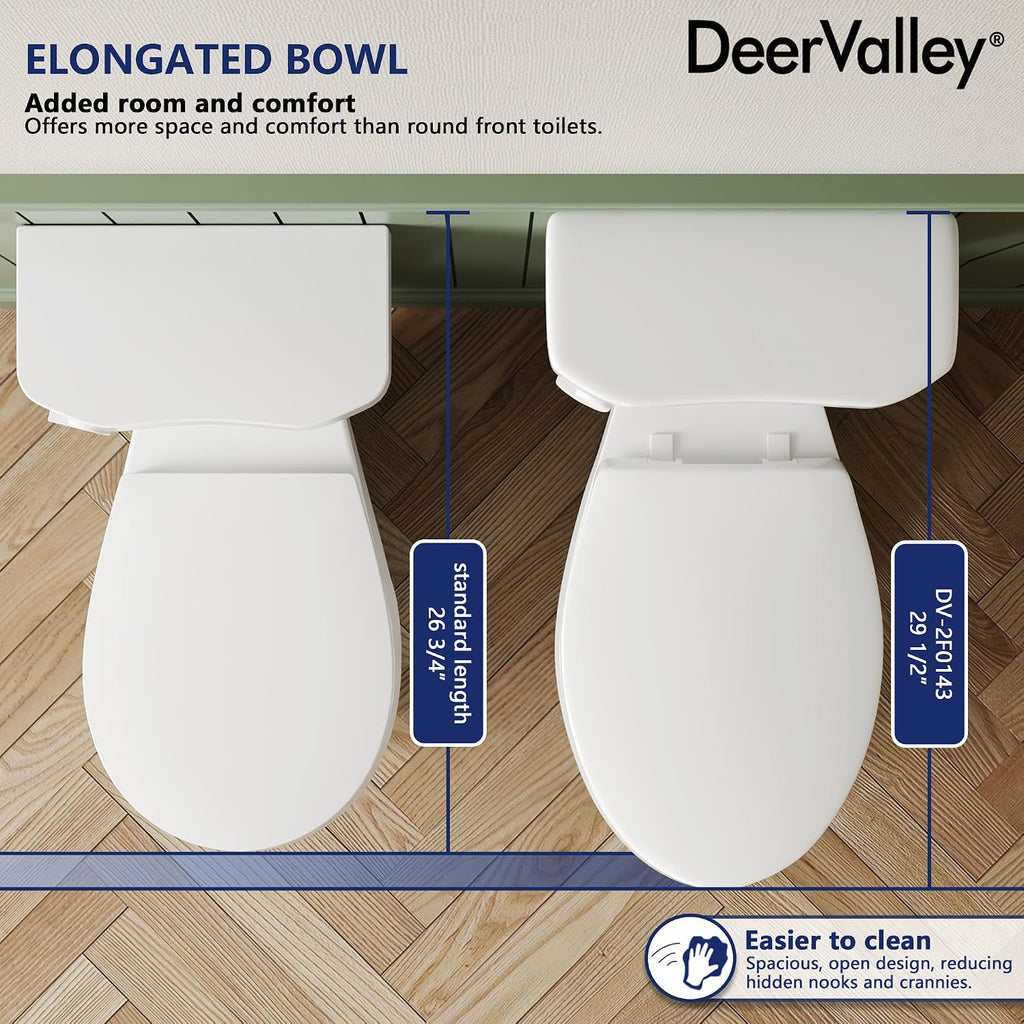 DeerValley 21-Inch Extra Tall Two-Piece Toilet, Elongated Bowl, Single Flush 1.28 GPF, ADA Comfort Height, Includes Soft Close Seat, Designed for Senior Comfort and Ease of Use