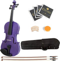 Mendini 1/32 MV Solid Wood Purple Violin with Hard Case, Bow, Rosin and Extra Strings, Purple