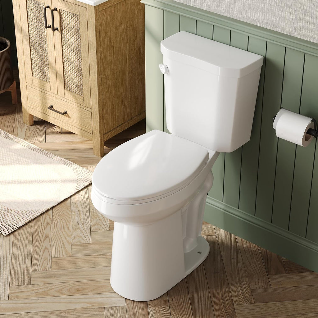DeerValley 21-Inch Extra Tall Two-Piece Toilet, Elongated Bowl, Single Flush 1.28 GPF, ADA Comfort Height, Includes Soft Close Seat, Designed for Senior Comfort and Ease of Use