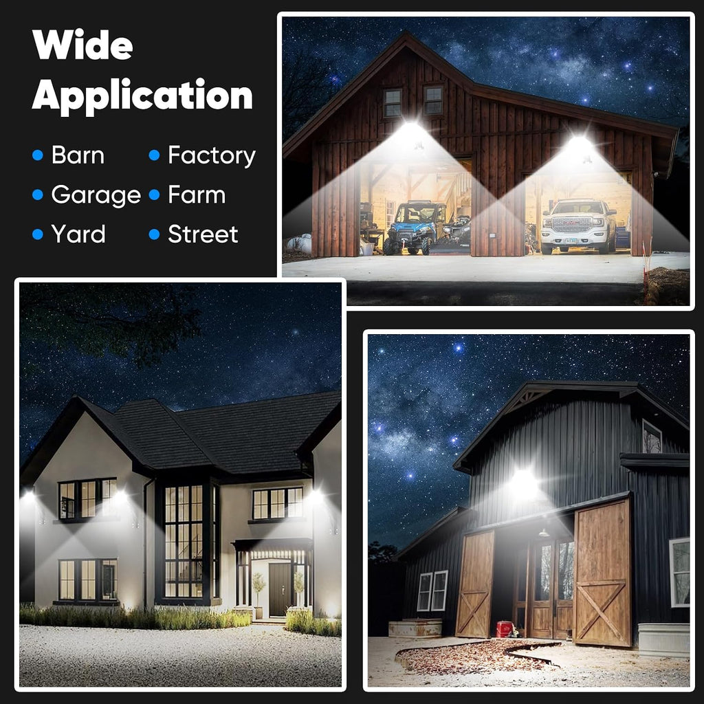 2-Pack 24000LM LED Barn Lights Dusk to Dawn, 150W Outdoor Lighting IP66 Waterproof, 6500K Bright Yard Light with Photocell, 150°Head Adjustable Outside Security Light for Area Street Garage