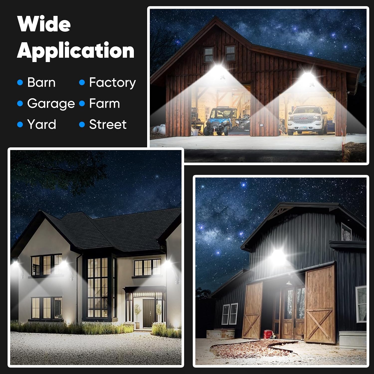 2-Pack 24000LM LED Barn Lights Dusk to Dawn, 150W Outdoor Lighting IP66 Waterproof, 6500K Bright Yard Light with Photocell, 150°Head Adjustable Outside Security Light for Area Street Garage