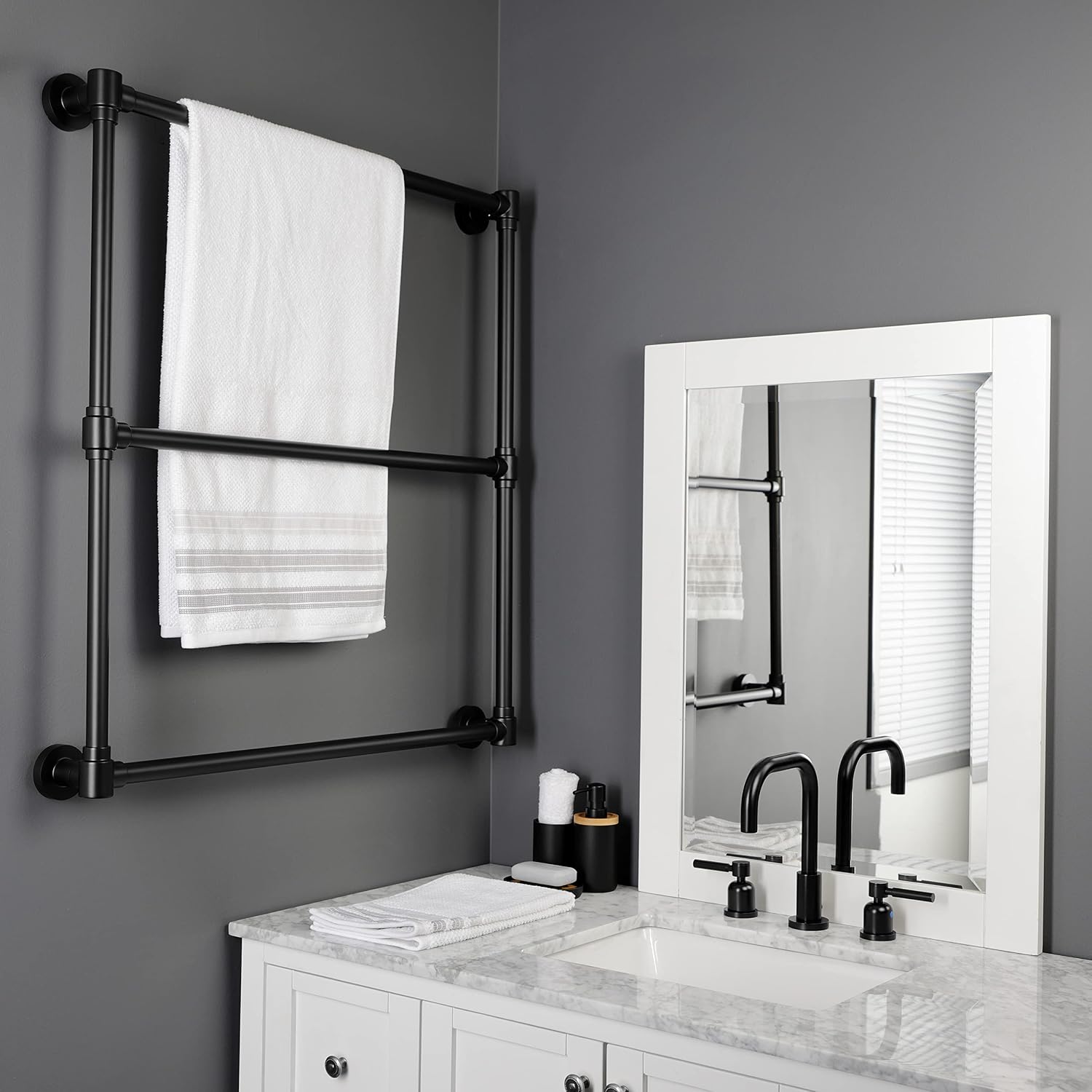 Kingston Brass DTM323030 Gallant 30 x 32-Inch Wall Mount -Towel Rack, Matte Black