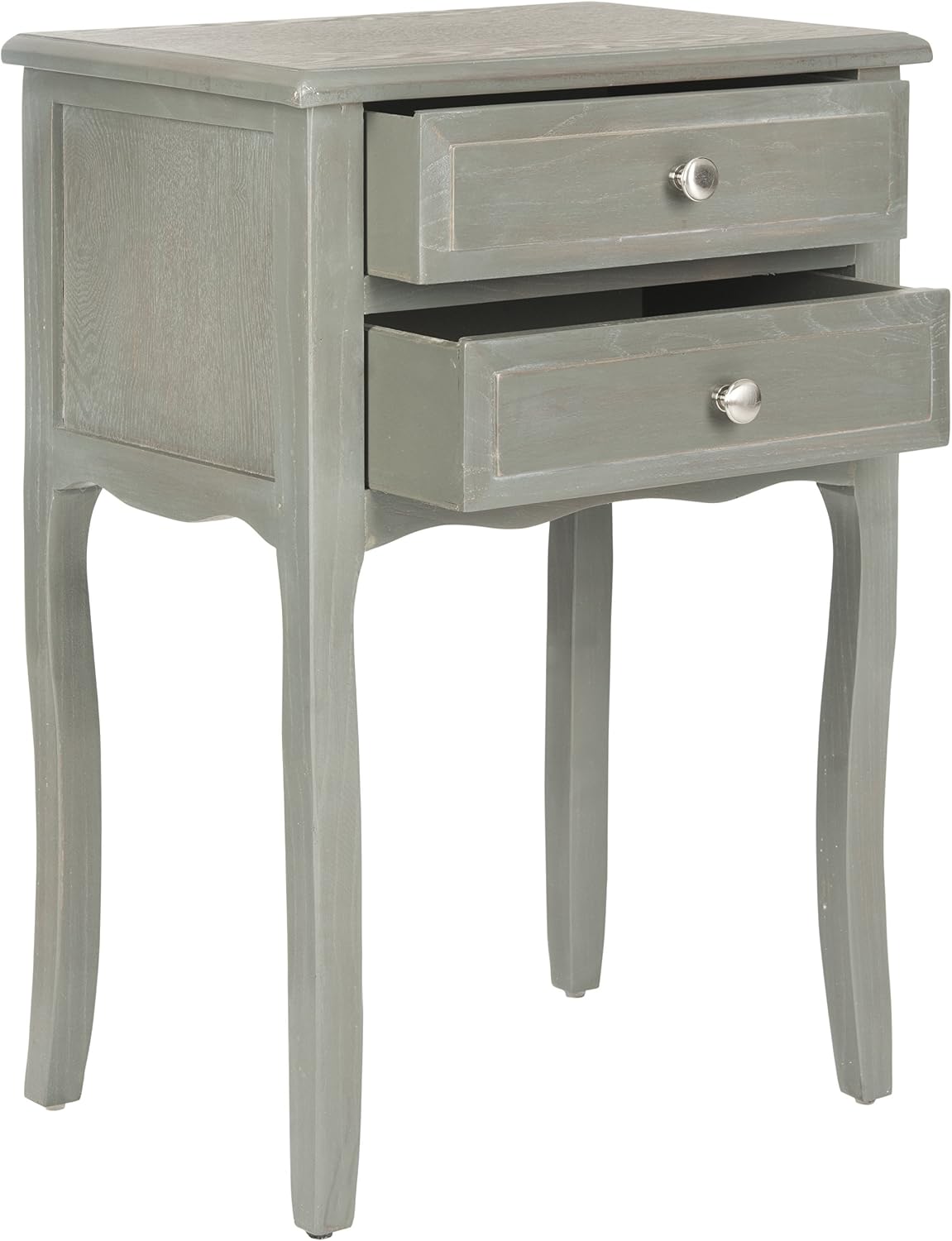 SAFAVIEH Furniture - Lori 2-Drawer End Table - Ash Grey - Solid Wood - Farmhouse Classic Design - Ideal for Living Room, Entryway, Home Office, 18.1' W x 13' D x 26.8' H - Fully Assembled (AMH6576B)