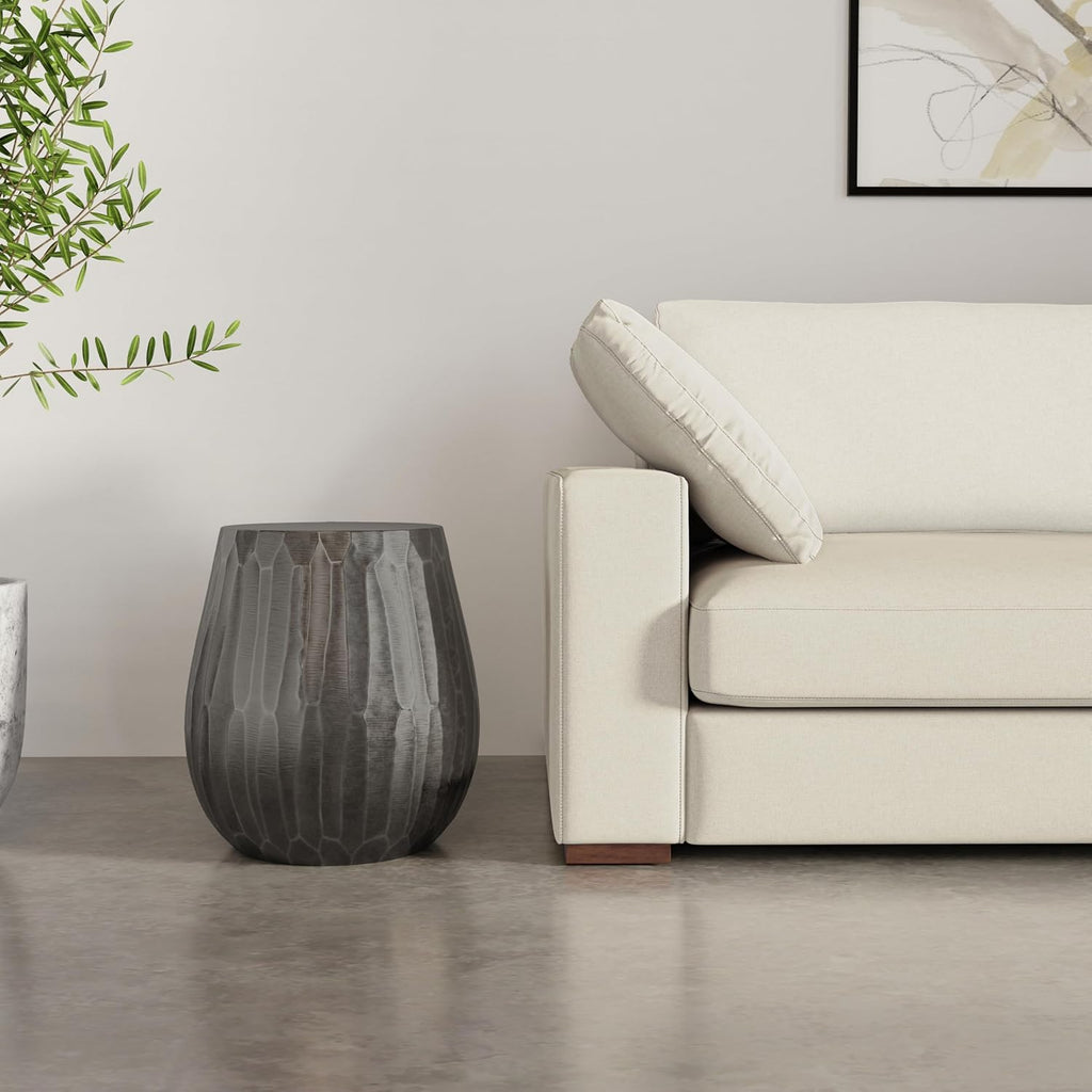 SIMPLIHOME Nellie Metal Table - 19 inch Wide Cast Aluminum Round Side Table in Graphite, Industrial Accent Table for Living Room, Bedroom, or Office with Sculptural Design, Assembled