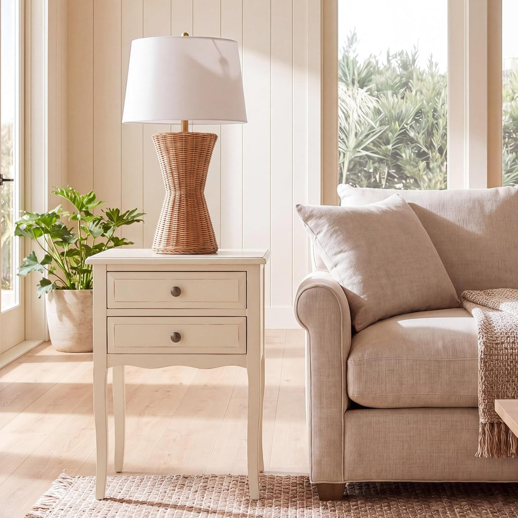 SAFAVIEH Furniture - Lori 2-Drawer End Table - Barley - Solid Wood - Farmhouse Classic Design - Ideal for Living Room, Entryway, Home Office, 18.1' W x 13' D x 26.8' H - Fully Assembled (AMH6576E)