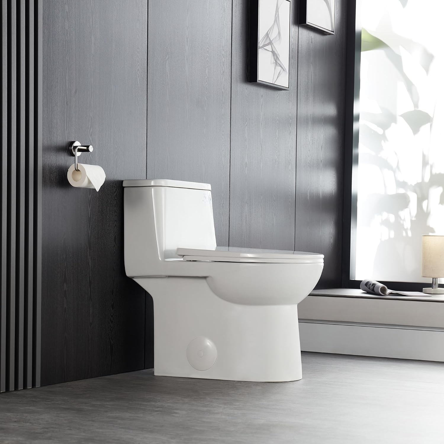 One Piece Toilet, DeerValley DV-1F52677A ADA Height 17', Dual-Flush 0.8/1.28 GPF, 12' Rough In, Elongated Soft Closing Seat Included, High Efficiency White Toilet