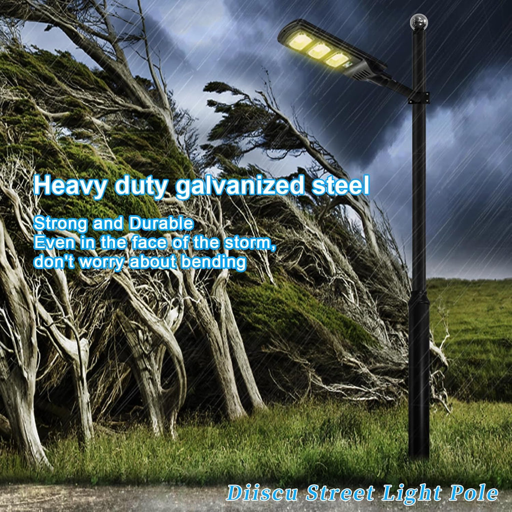 Street Light Pole 20ft Tall, Black Outdoor Galvanized Heavy-duty Metal Solar Street Lamp Post, Suitable for Outdoor Street and Courtyard Lighting Fixtures with Mounting Rebar Cage (20 FT 114+76mm)