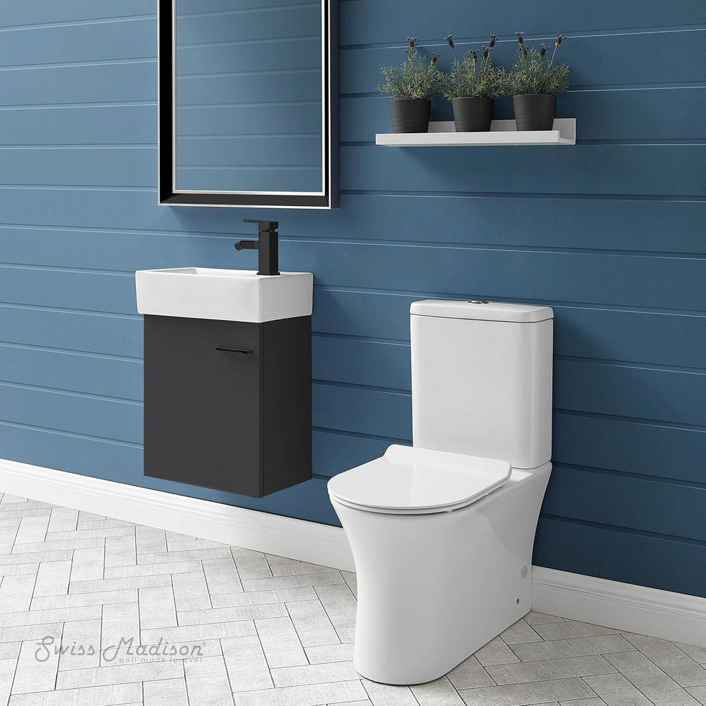 Swiss Madison SM-2T120 Calice Two Piece Elongated Rear Outlet Toilet Dual Flush in White