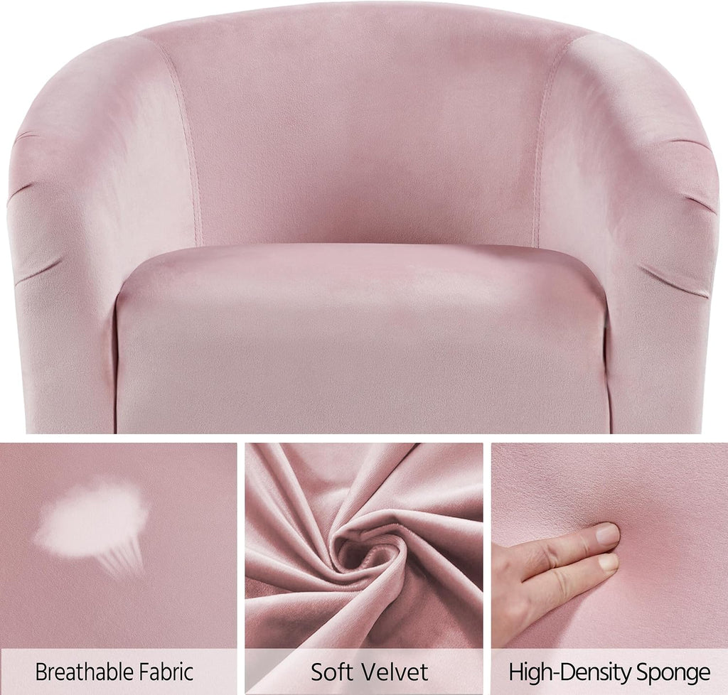 Yaheetech Barrel Chairs, Furry Accent Chairs with Soft Padded Armrest for Living Room Bedroom Waiting Room Office, Set of 2, Pink