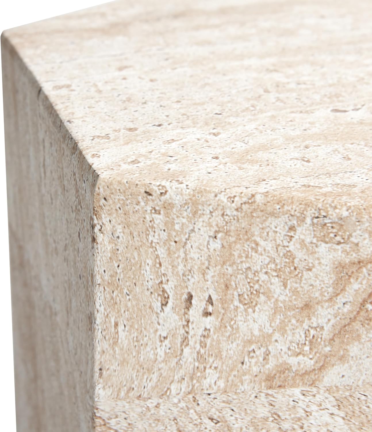 Empire Art Direct Hexagonal Travertine Stone Finish Italian Design MgO Side Accent Table, Living Room, Bedroom & Office, 14.6'x14.6'x18.1'
