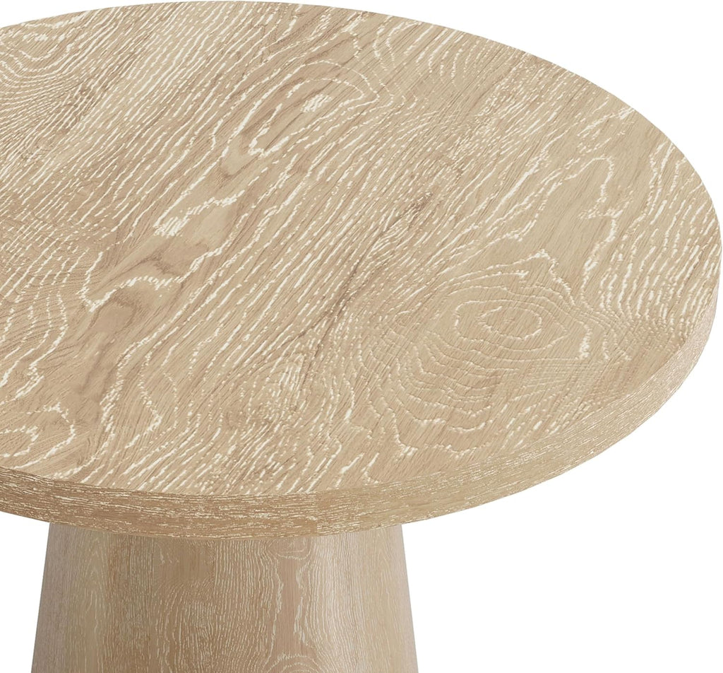 Furniture of America Crambel Modern Solid Wood 2-Piece Brown 29-inch Round End Table Set with Cone-Shaped Pedestal Base for Small Space, Living Room, Home Office, Oak