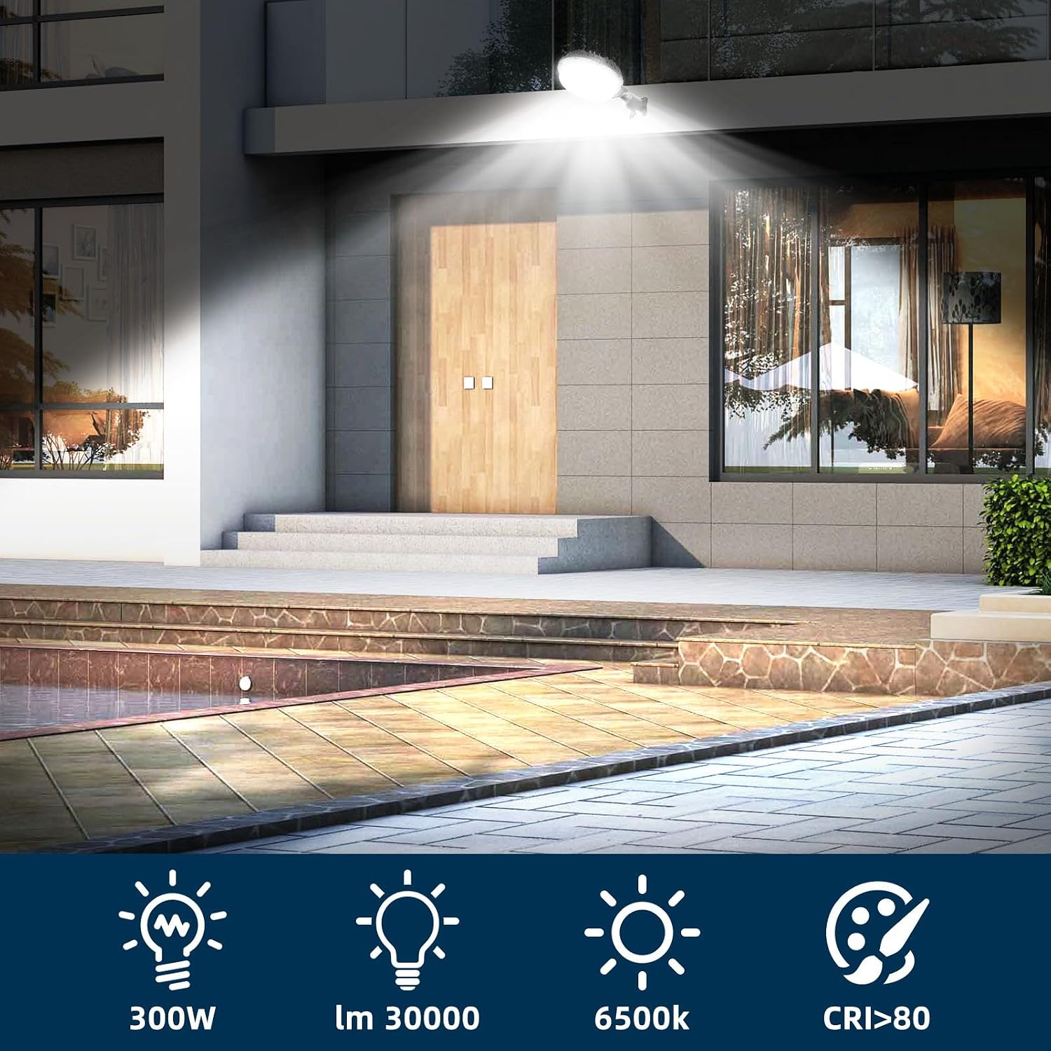 Sararoom 5Pack 300W LED Barn Light, 30000LM 6500K Cold White Dusk to Dawn Outdoor Lighting with Photocell, 120° Lighting Angle IP66 Waterproof Area Street Light for Entrance Courtyard Warehouse
