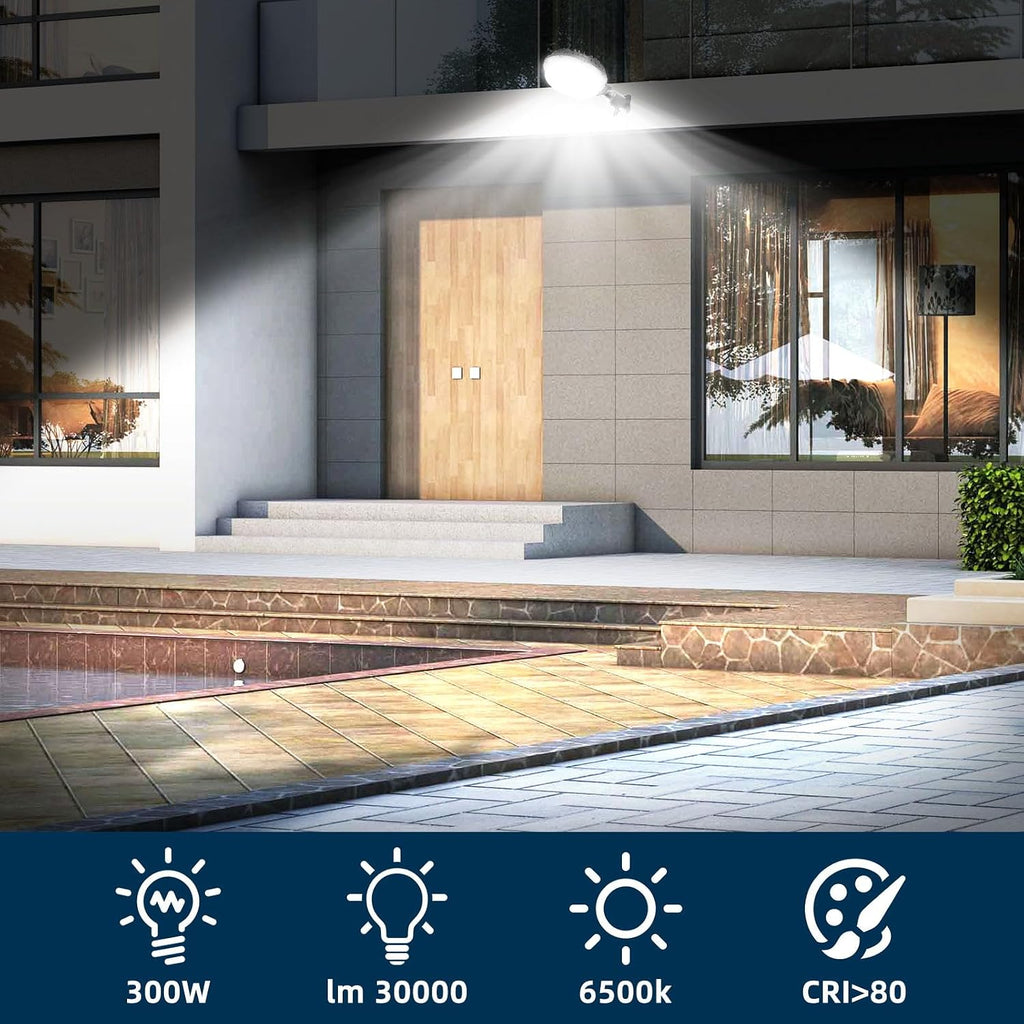 Sararoom 10Pack 300W LED Barn Light, 30000LM 6500K Cold White Dusk to Dawn Outdoor Lighting with Photocell, 120° Lighting Angle IP66 Waterproof Area Street Light for Entrance Courtyard Warehouse