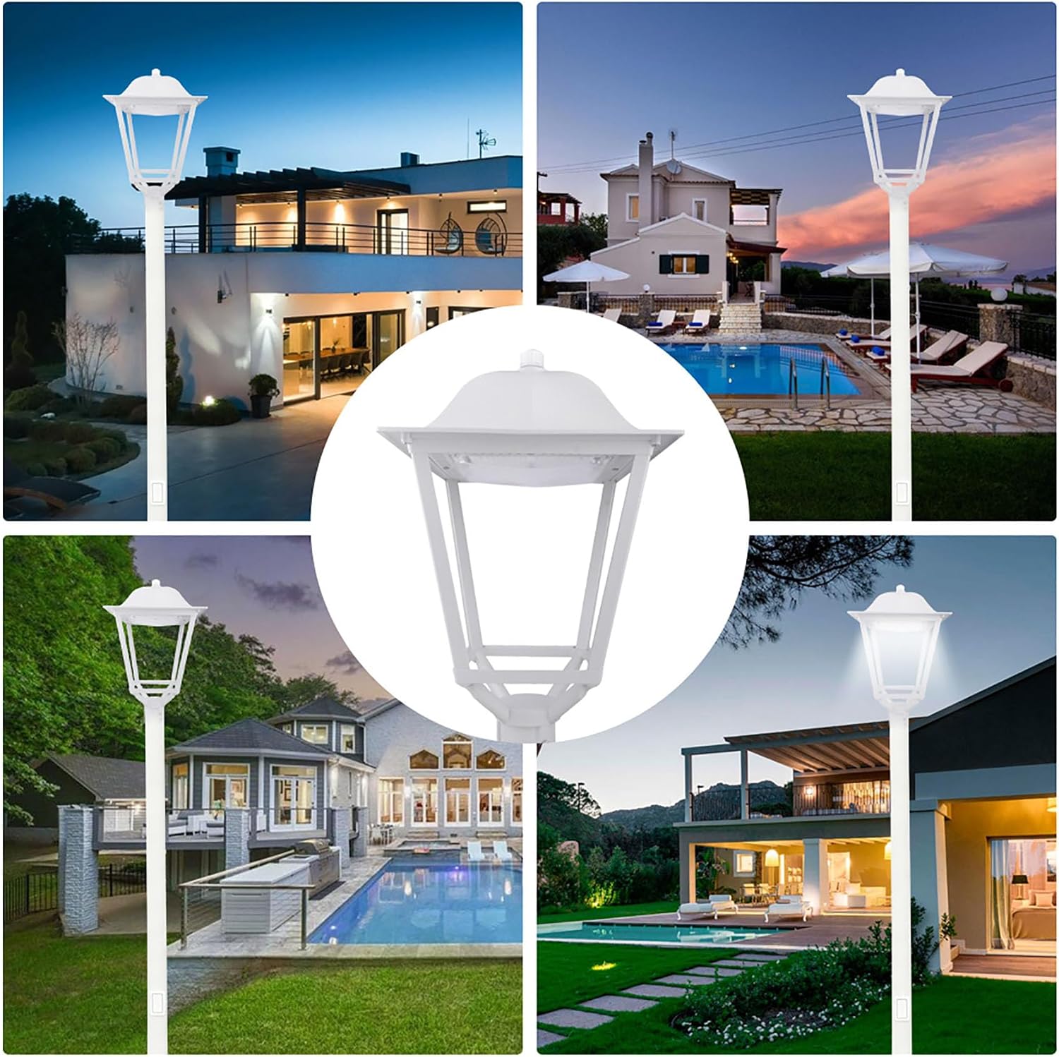 75W LED Post Top Light, Adjustable Color Temperature 3000K/4000K/5000K, AC100-277V 13000LM Outdoor Garden Lights Fixture, IP65 Waterproof Commercial Street Area Lighting, DLC/ETL Listed