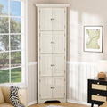 4 Tier Farmhouse Corner Storage Cabinet, 72' H Kitchen Pantry Cabinet with 8 Doors & 4 Shelves, Home Space Saver for Kitchen, Office, Living Room, White
