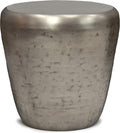 SIMPLIHOME Garvy Metal Side Table - 22 inch Wide Solid Metal Round Drum Accent Table in Antique Silver, Industrial Living Room Center Table or End Table with Textured Finish, Assembled