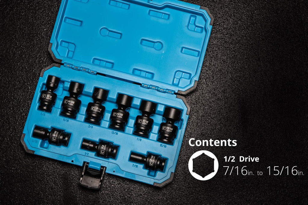 Capri Tools 1/2 in. Drive Universal Impact Socket Set, 7/16-15/16 in. SAE, 9-Piece