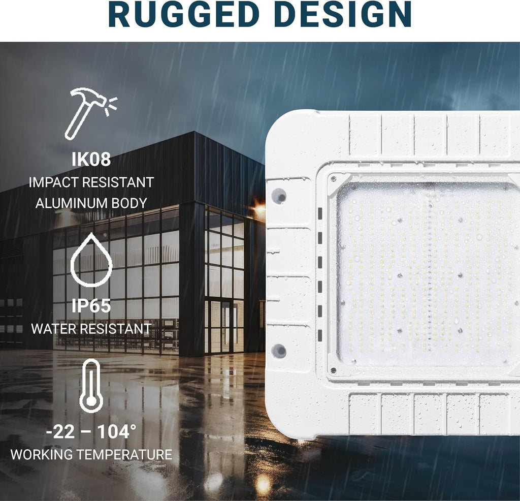 Parmida LED Canopy Light, Wattage Selectable (200/250/300W), ETL, 0-10V Dimmable, 100-277VAC, IP65 Waterproof, 5700K, 16.5' x 16.5', Gas Station, Garage, Street, Outdoor Lighting, Commercial Grade