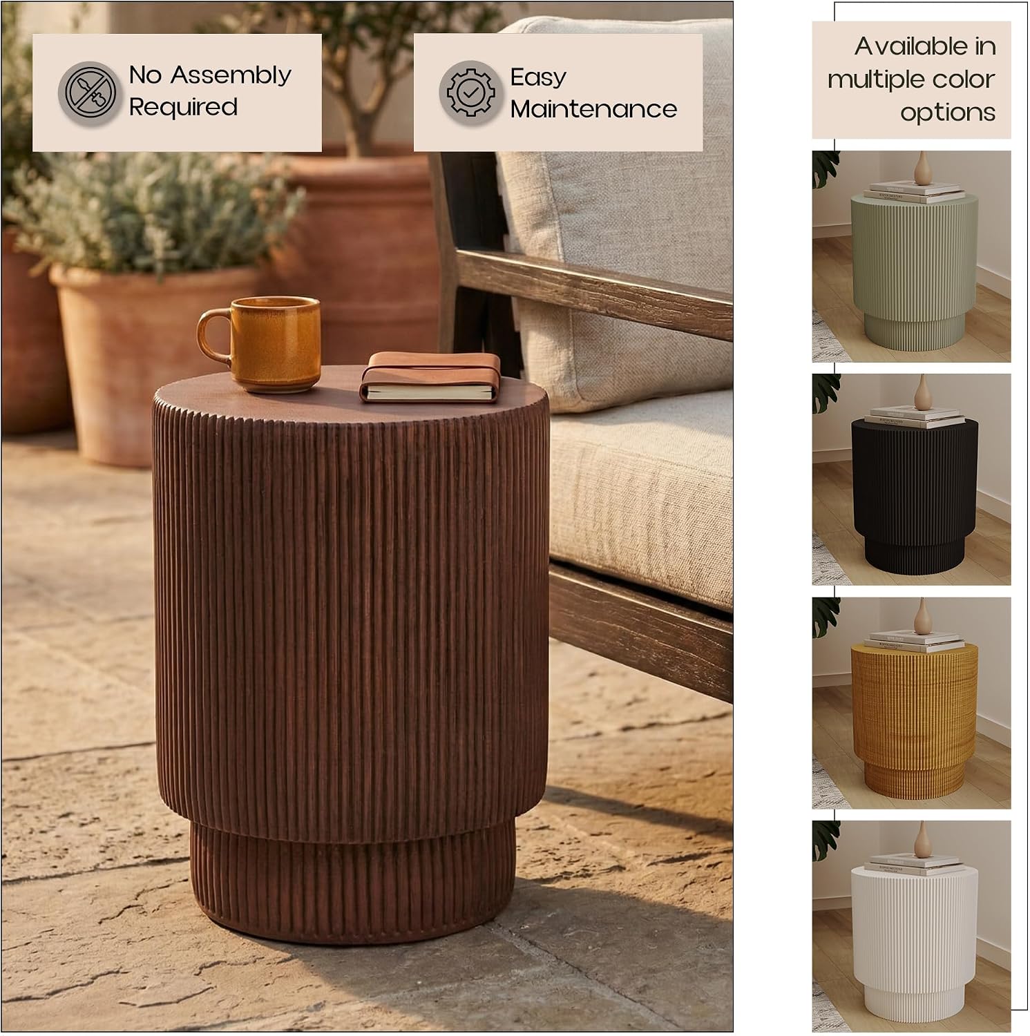 LeisureMod Eden Modern Side End Table – Indoor and Outdoor Accent Table for Living Room, Bedroom, Patio, Balcony, Porch, Garden, Small Spaces in Wood Brown