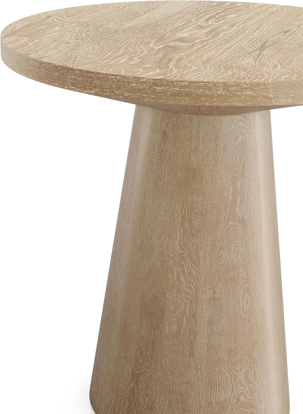 Furniture of America Crambel Modern Solid Wood 2-Piece Brown 29-inch Round End Table Set with Cone-Shaped Pedestal Base for Small Space, Living Room, Home Office, Oak
