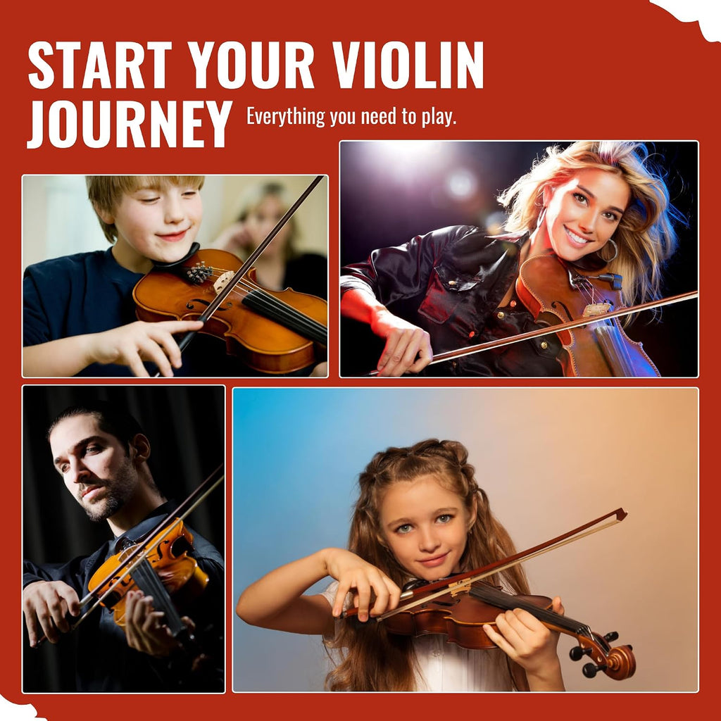 1/2 Size Violin for Kids, Half Size Fiddle - Solid Spruce & Maple with Lightweight Case, Brazilwood Bow, Shoulder Rest, Digital Tuner Beginner Kit