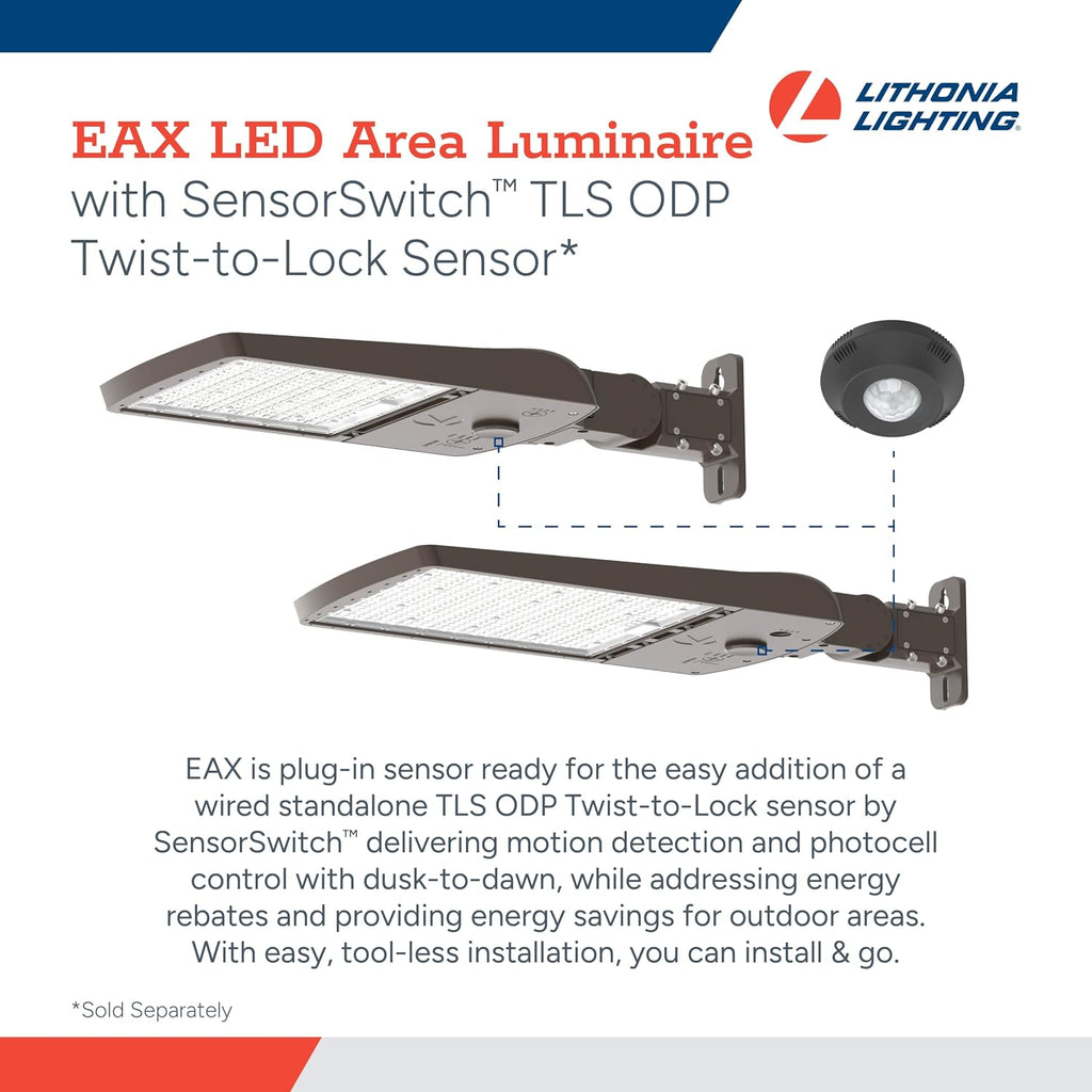 Lithonia Lighting LED Outdoor Area Light Fixture, LED Parking Lot Light with Adjustable Brightness, 3-in-1 Selectable White Color, 4-in-1 Switchable Distribution, UVOLT, Wall or Pole Mount, Bronze