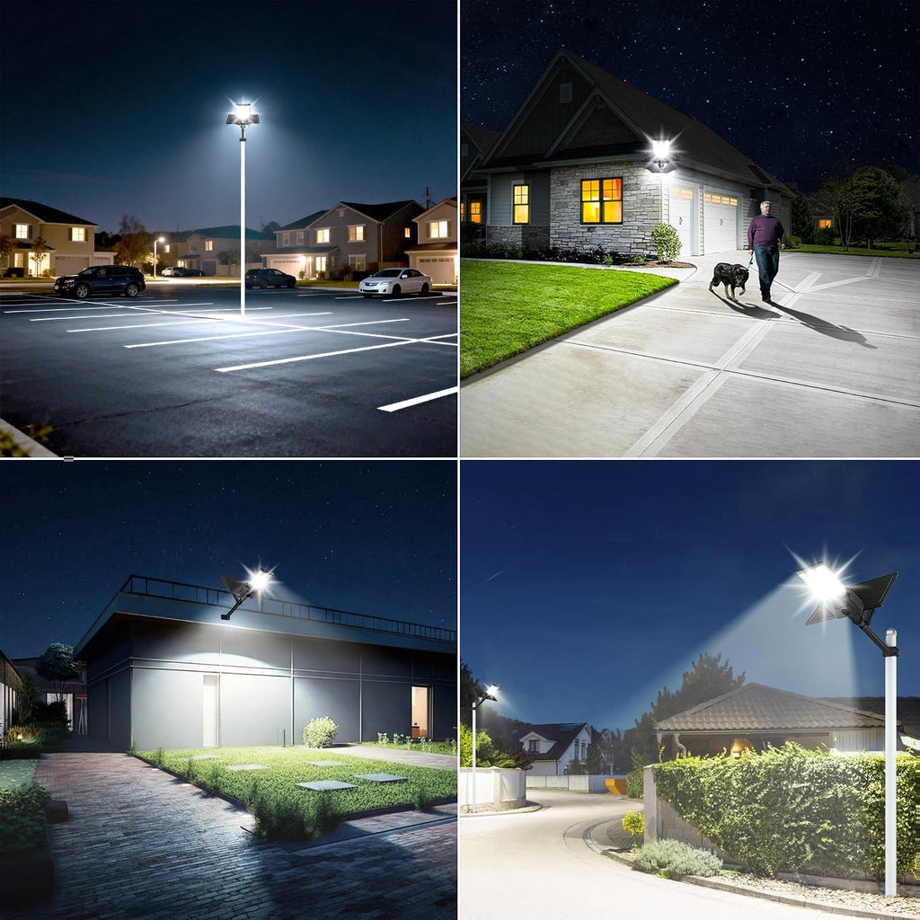 Solar Street Lights Outdoor, 12000W Solar Lights with Motion Sensor, Commercial Grade Parking Lot Lighting Waterproof, Dusk to Dawn LED Security Flood Light Ultra-Large for Driveway/Yard/Garage, Black