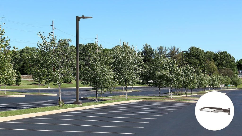 Lithonia Lighting LED Outdoor Area Light Fixture, LED Parking Lot Light with Adjustable Brightness, 3-in-1 Selectable White Color, 4-in-1 Switchable Distribution, UVOLT, Wall or Pole Mount, Bronze